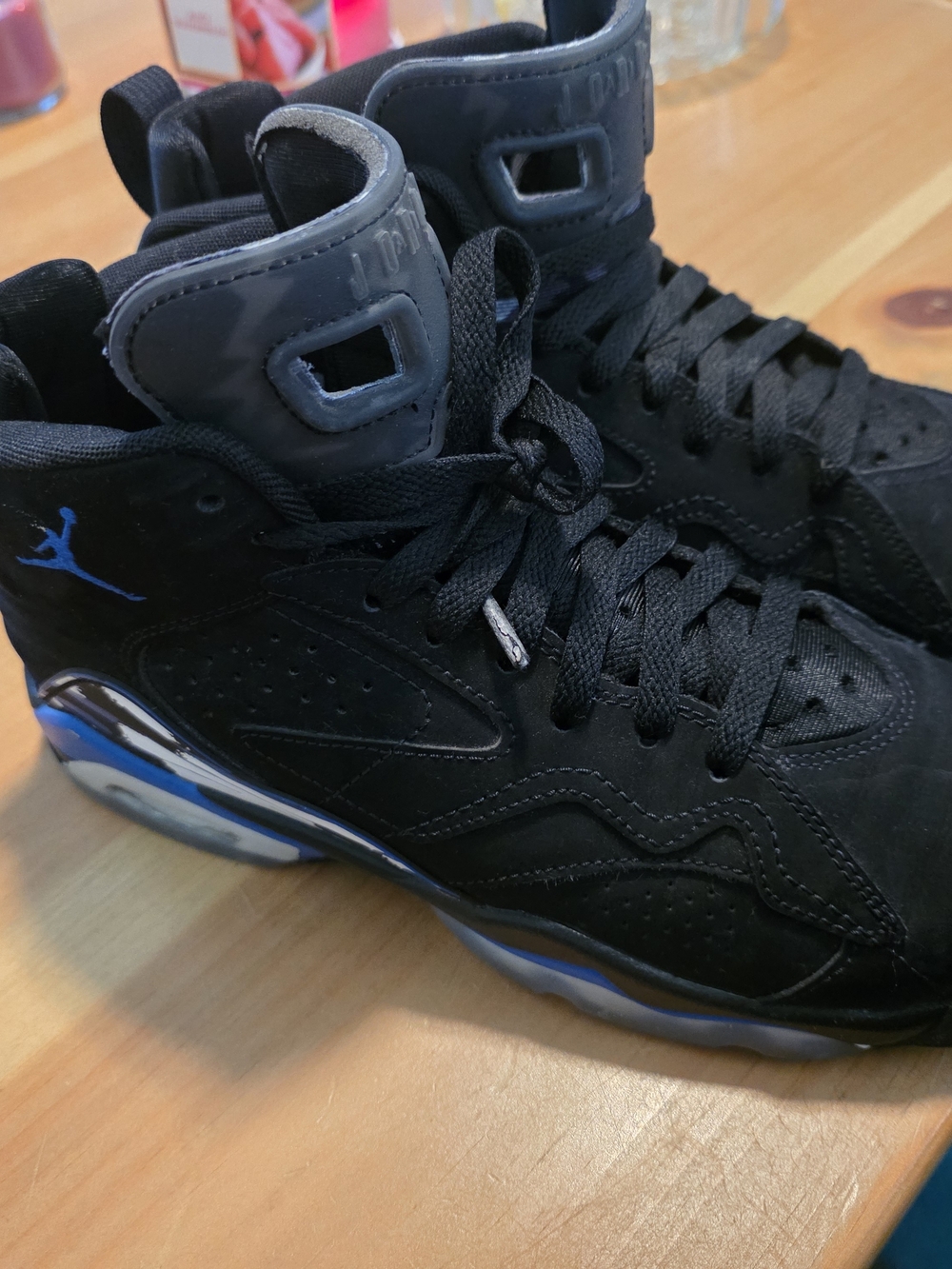 Jordan Air Jordan 6 Retro Black Blue High Top Suede Sneaker Men's Shoes Sz 7